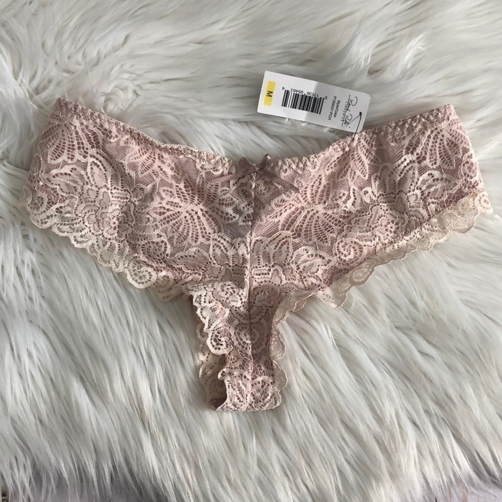 Rene Rofe light pink lace thong panties NWT